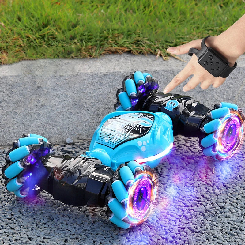 4WD RC Drift Car with Music Led Lights 2.4G Gesture Radio Remote Control Spray Stunt Car 360° Rotating Climbing Car Toys Gift