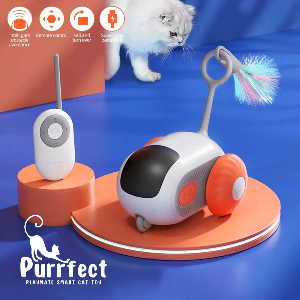 Smart Cat Toy Car Interactive Cat Toy Ball Automatic Rolling Remote Control Toy Car Indoor Cat Accessories Pet Kitten Supplies