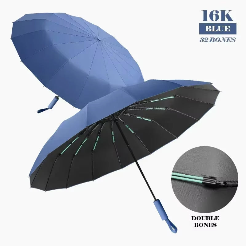 16K Double Bones Large Umbrella for Men Women Windproof Umbrellas Automatic Folding Strong Luxury Sun Rain Umbrella UV Business